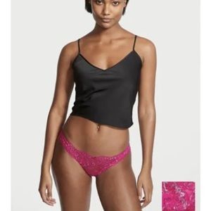 NWT Victoria’s Secret Pink Sparkle Allure Shine Cheekini Panty Dream Angels XS.